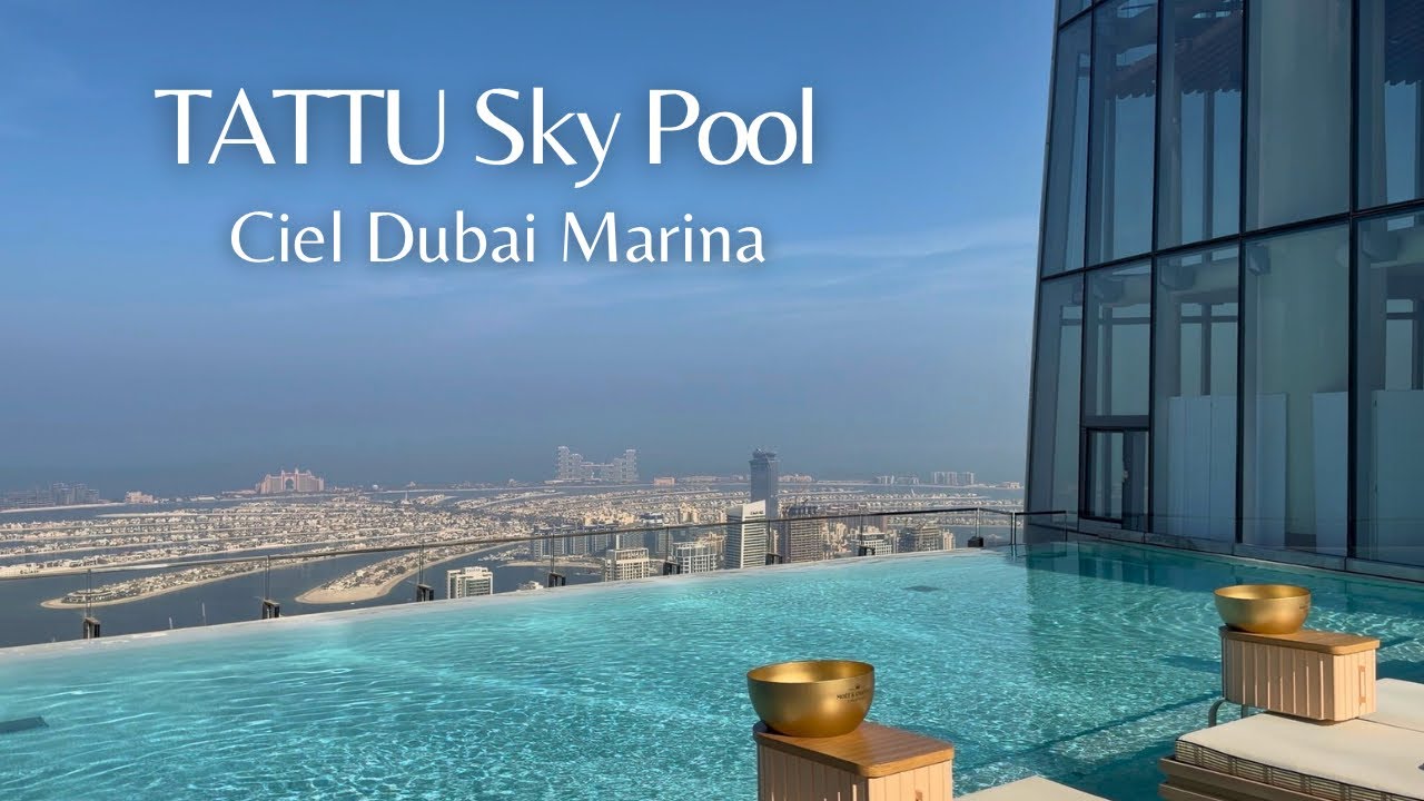 Бассейн TATTU Sky Pool и лаунж Sky Lounge в отеле Ciel Dubai Marina | Самый высокий в мире панора...