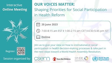 Online Meeting “Our Voices Matter: Shaping Priorities for Social Participation in Health Reform”