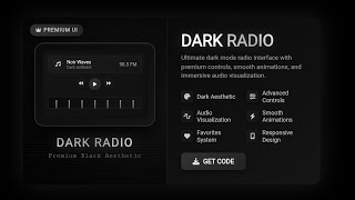 Dark Radio Menu UI Design using HTML,CSS & JavaScript |Modern Black Aesthetic Music Player Interface