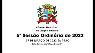 5ª Sessão Ordinária de 2022