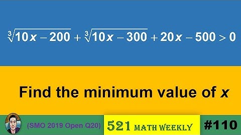 521 Math #110: Minimum integer and inequality (SMO 2019 Open Q20)