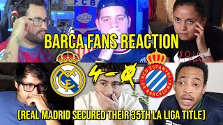 BARCA FANS REACTION TO REAL MADRID 4 - 0 ESPANYOL | FANS CHANNEL