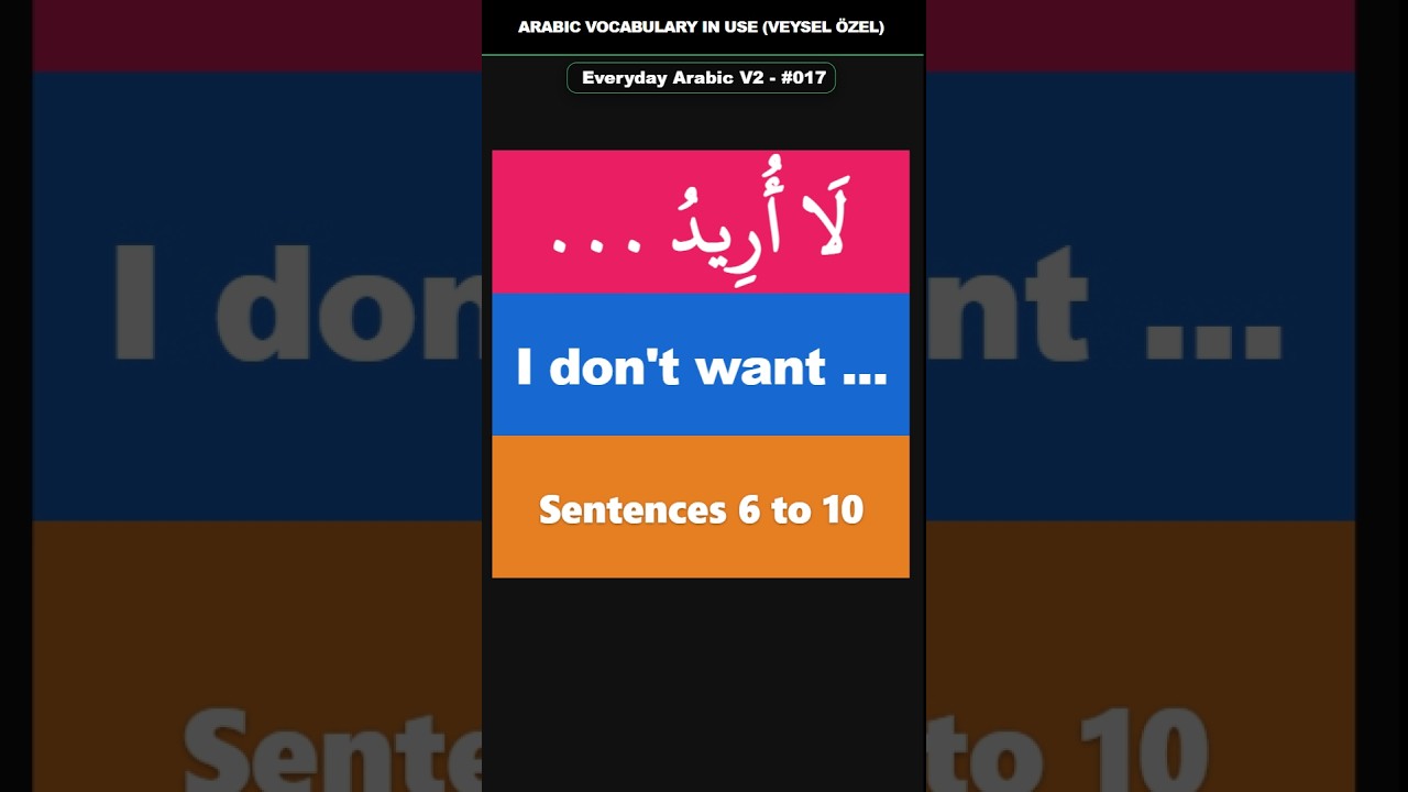 Everyday Arabic V2 Shorts #017 (6–10) | لَا أُرِيدُ ... | I don't want ...