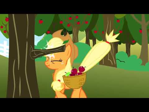 Applejack hits a tree branch and yells OWW 264 times
