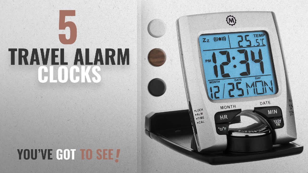Top 10 Travel Alarm Clocks [2018 ]: MARATHON CL030023 Travel Alarm Clock with Calendar & Temperature