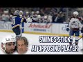 Goalie swings his stick at opponents face, a breakdown