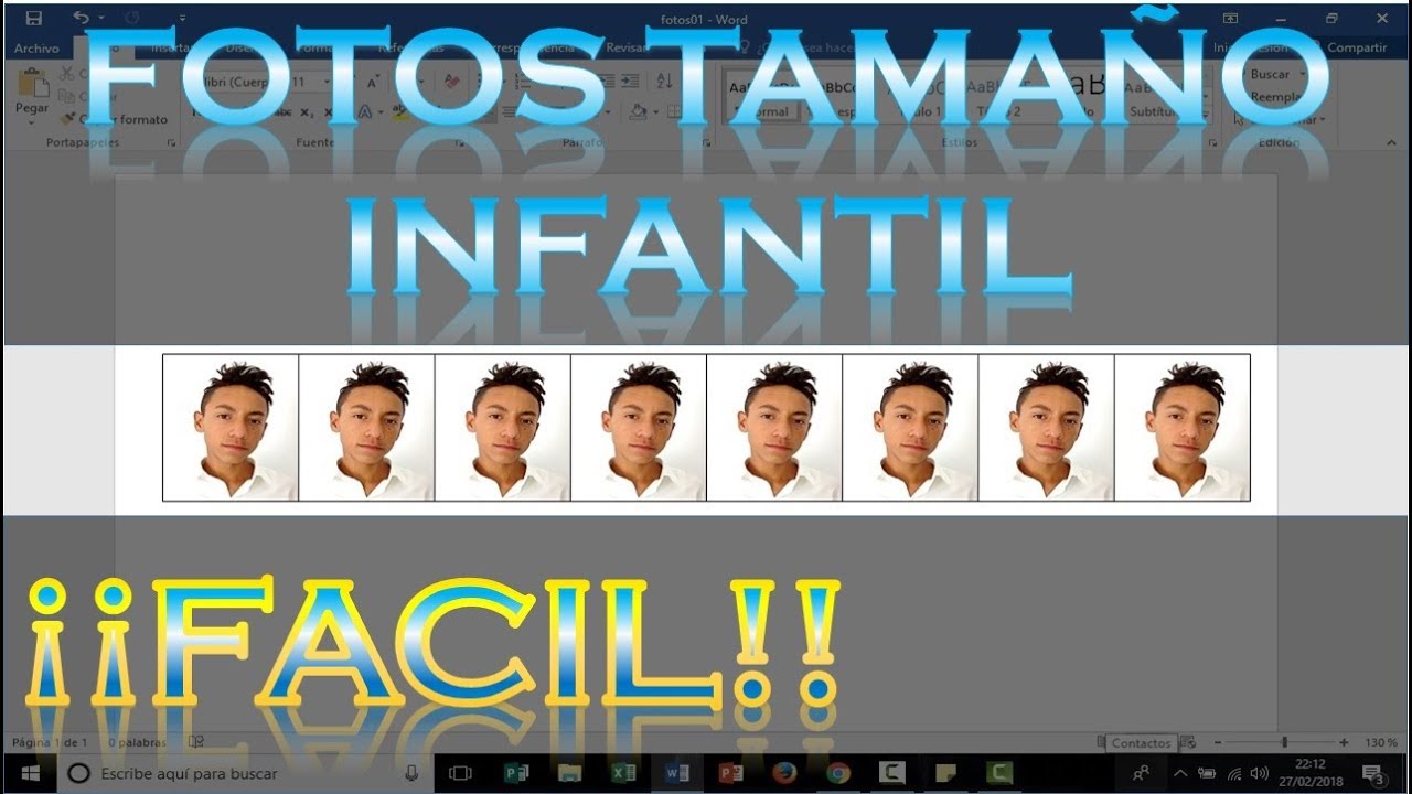 Como hacer fotos tamaño infantil en Word 2016 - YouTube