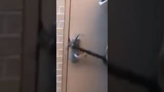 Firefighters Use Axe And Halligan Tool To Break Into A Steel Door - Forcible Entry Training