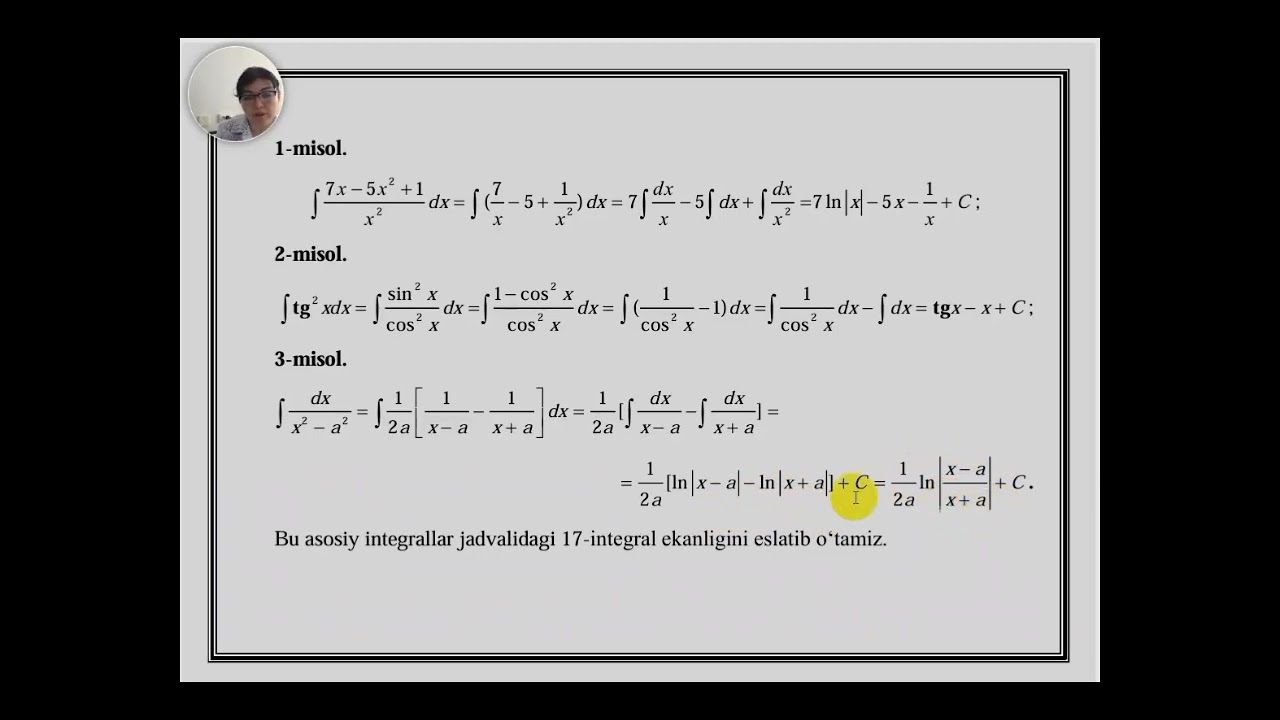 Integrallash usullari (1-qism)