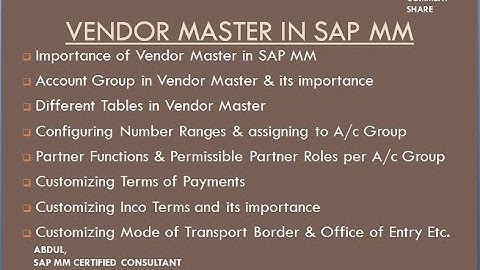 VENDOR MASTER IN SAP MM