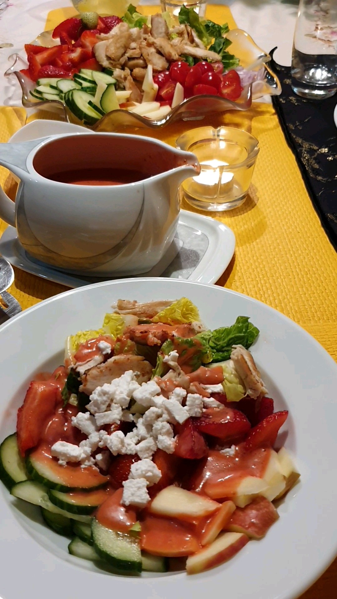 Fruchtiger Salat🌞Erdbeersalat Mit Hänchen Fleisch 🍎🍋🍓Erdbeer Senf ...