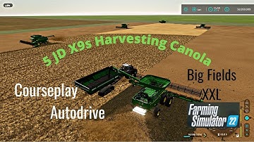 FS22 Big Fields XXL Gameplay 5 Harvesters Running On Courseplay