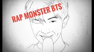 Menggambar Rap monster (BTS) line drawing