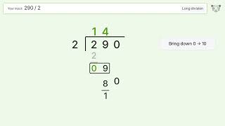Long Division Problem 290/2: Step-by-Step Video Solution