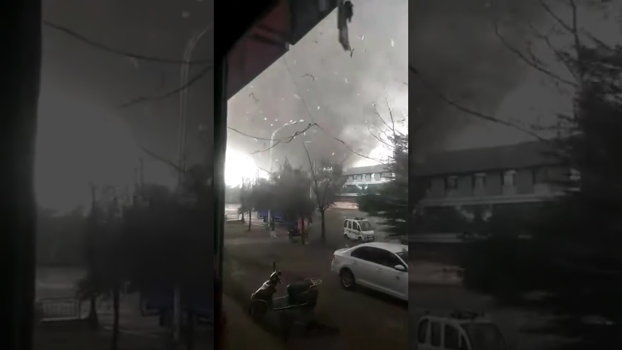 Closeup of EF4 Tornado in Kaiyuan, China