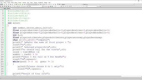 Hand cricket project in C
