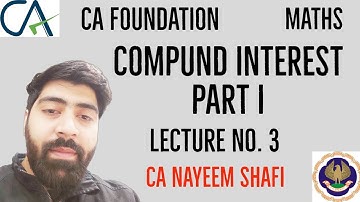 COMPOUND INTEREST - PART I | TIME VALUE OF MONEY | CA FOUNDATION | MATHS |LECTURE 3| CA NAYEEM SHAFI