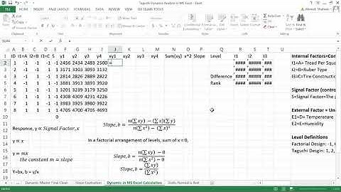 Robust Parameter Taguchi Dynamic Analysis in MS Excel