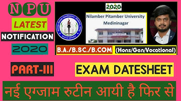 Nilamber Pitamber University programme for B.A./B.SC./B.COM. Part-3 Exam(2020) Latest notification