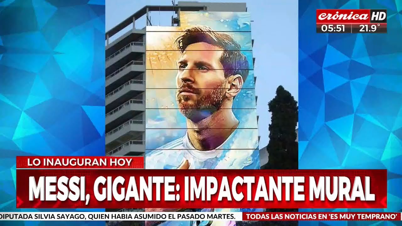 Así es el gigantesco mural de Messi en su natal Rosario