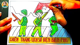 Vẽ tem 70 năm chiến thắng Điện Biên phủ - vẽ chiến thắng điện biên phủ - vẽ tranh áp phích lớp 8