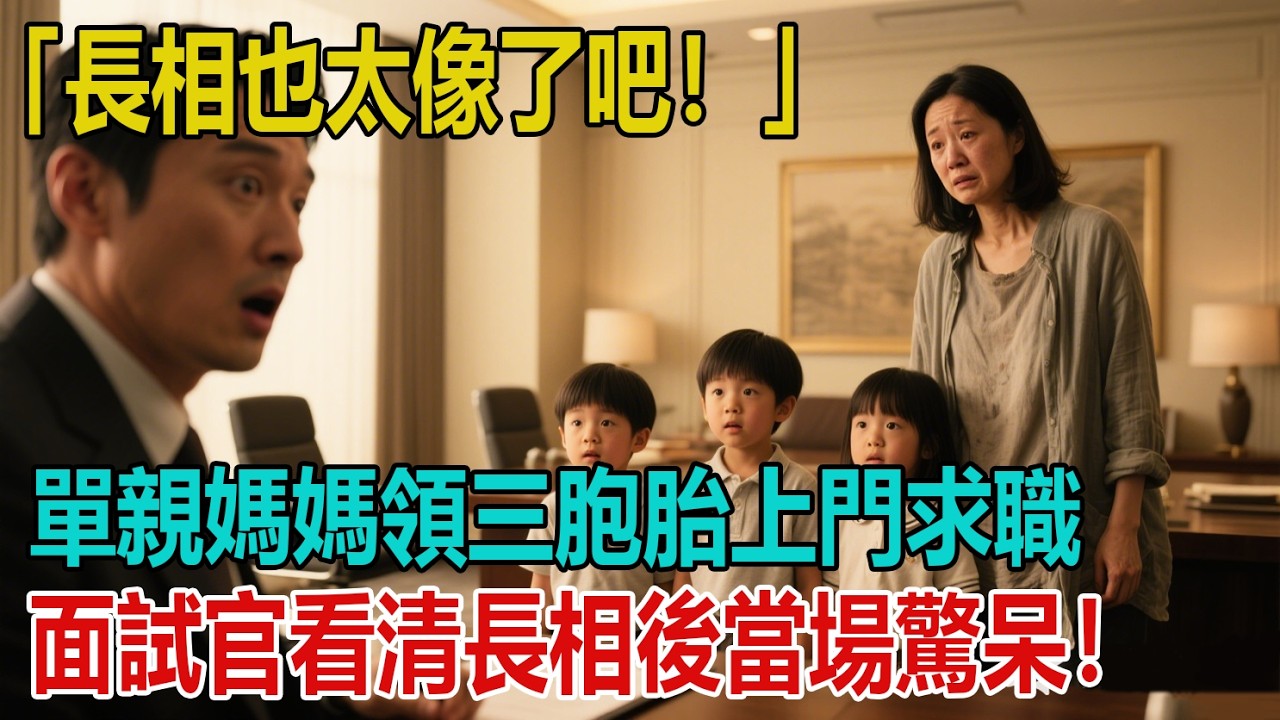 單親媽媽帶三胞胎艱難求職，面試官本想拒絕，抬頭看到孩子們的臉後當場驚呆！