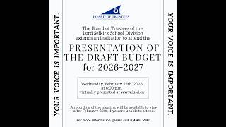 2026-2027 LSSD Presentation of the Draft Budget (recording)