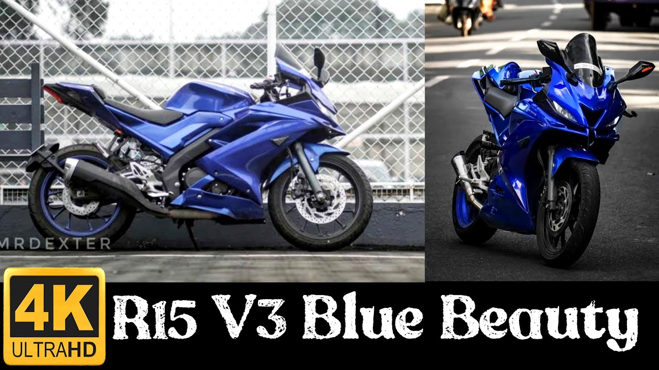 Yamaha R15 V3 Modified In Full Blue | Led Mirror | 4k View