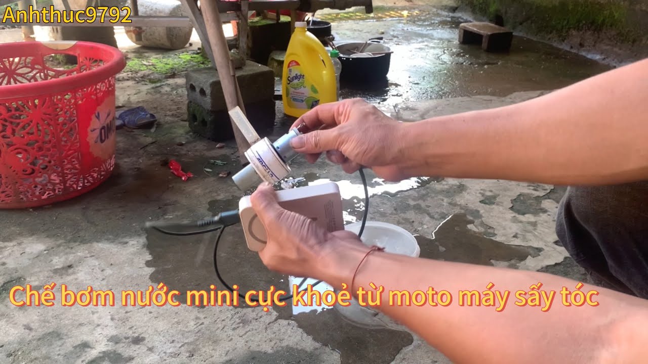 Chế máy bơm nước mini. Cực khoẻ từ moto máy sấy tóc||Anhthuc 9792