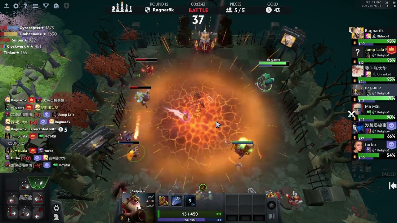 Dota 2 Auto Chess 6 Mech Pandaren Dwarf Round 5 Gyro and 3*Gyro