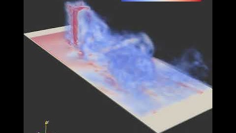 Turbulent wake behind a square block mounted on a flat surface
