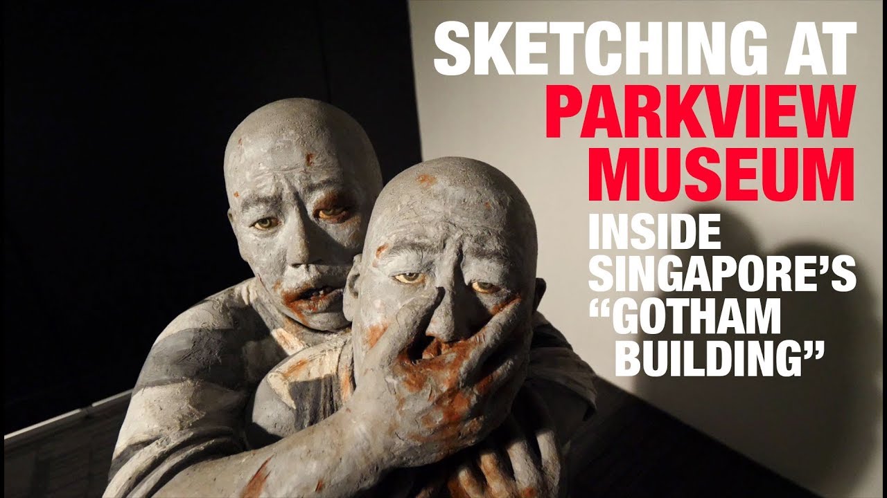 Sketching at Parkview Museum inside Singapore's "Gotham Building"