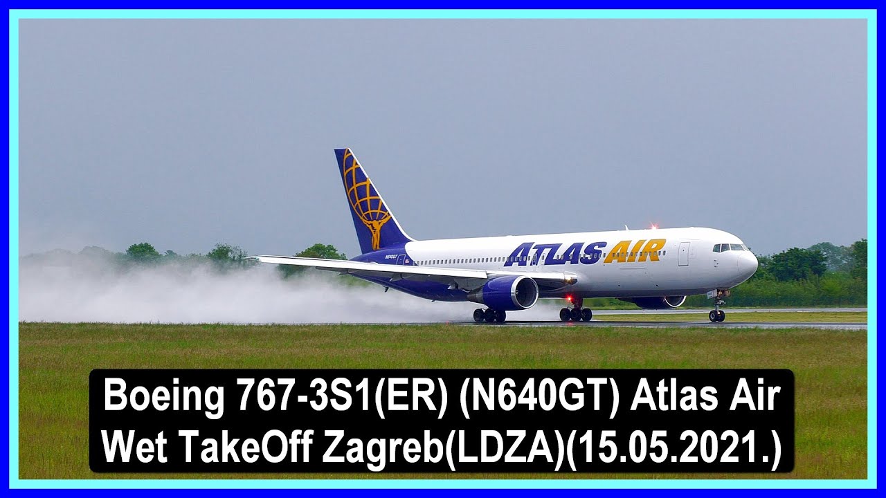 4K⁵⁰✈️🌧️🇺🇸Boeing 767-3S1(ER) (N640GT) Atlas Air_Wet TakeOff