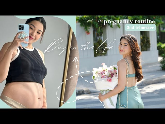 DAY IN THE LIFE - Pregnancy Routine | skincare, vitamins, books, meals, exercise u0026 others class=