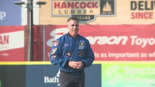 Maine astronaut Chris Cassidy throws first pitch at Hadlock Field