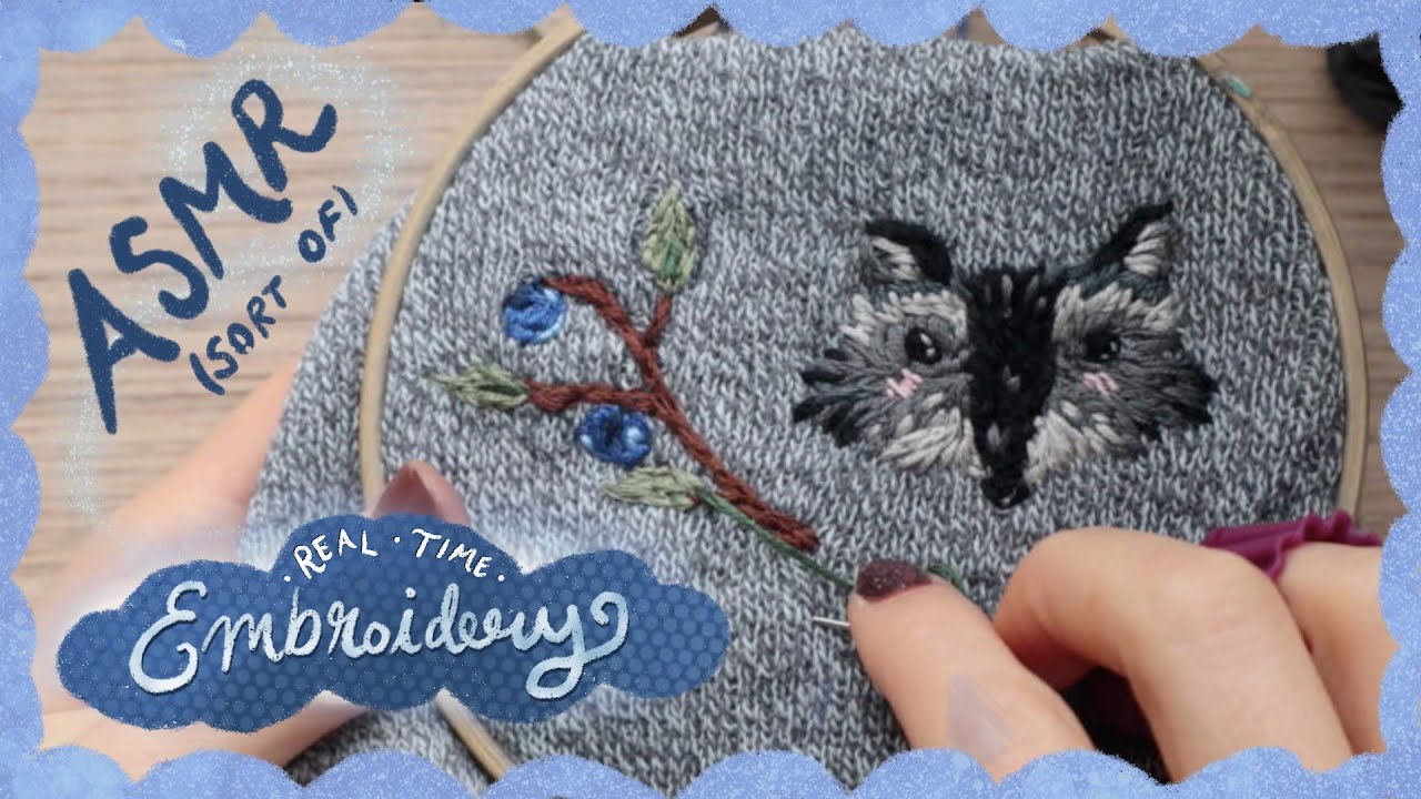 ☁ real-time embroider with me! 🧵  stitching asmr (study, guitar, sleep sound) ☁