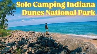 Camping Alone at Indiana Dunes 🌅 | Bike Rides & Beach Sunset