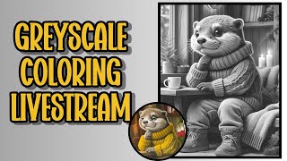 Cozy Winter Greyscale Coloring | Color & Chat