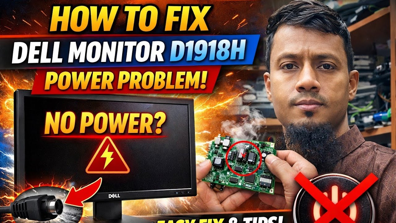 How To Fix Dell Monitor D1918h Power Problem 2026 || Created by Afjal ...