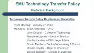 Technology Transfer at Eastern Michigan University