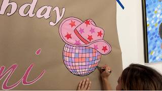 Turning Brown Paper into the CUTEST Disco Cowgirl Birthday Banner Ever 🤠💖