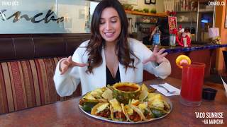 La mancha has this amazing platter called taco sunrise! the best al
pastor tacos we have ever tried guys! salsa is so delicious, omg! ,
you can taste pineapple juice mixed in salsa, ...