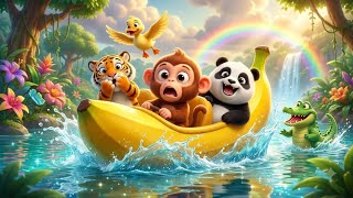 🐒🍌 Monkey’s GIANT Banana Boat Adventure! 🐊🌊 | Funny Animal Cartoon for Kids