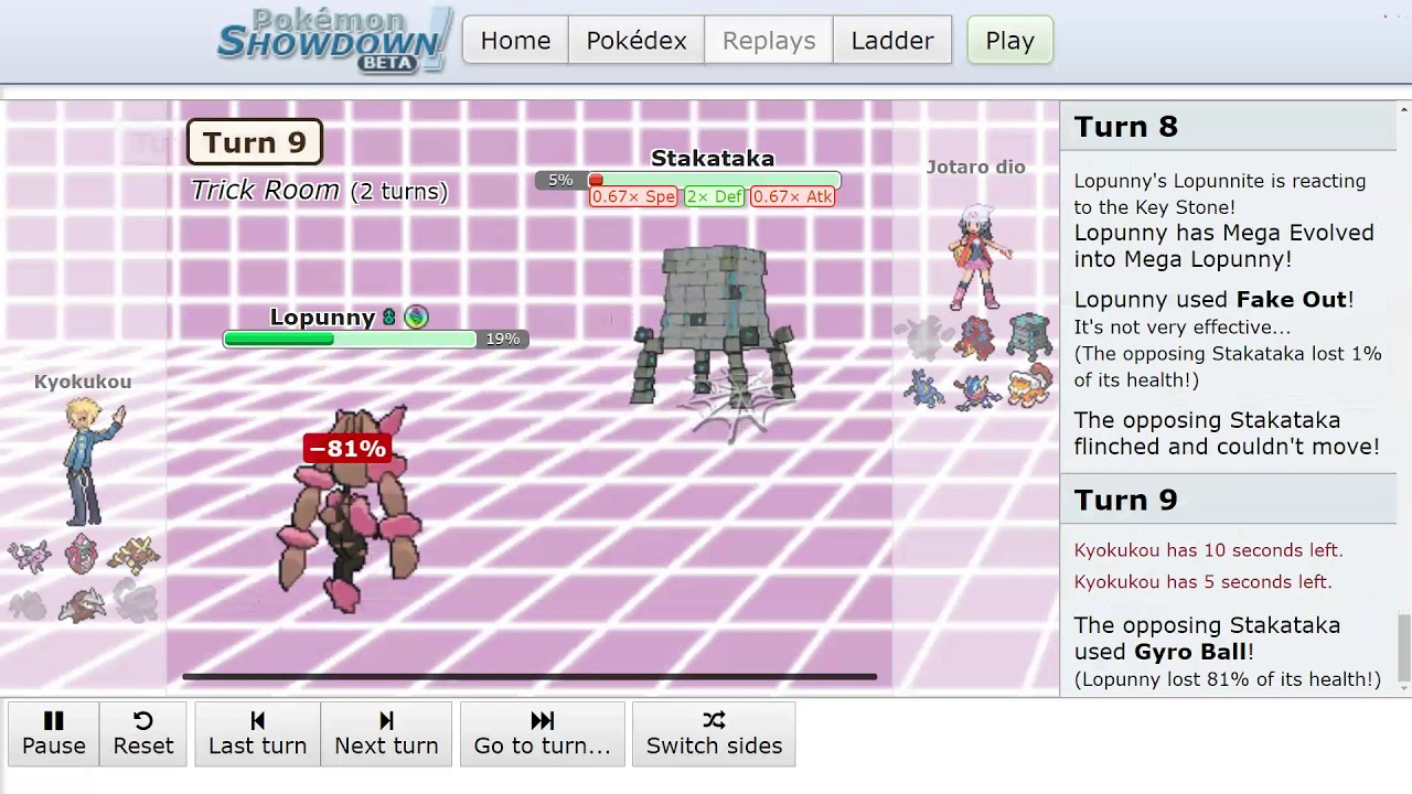 ProGaming - Pokemon Showdown, Kyokukou vs Jotaro dio, [Gen 7] OU (Blitz) (Sat Sep 07 2019)