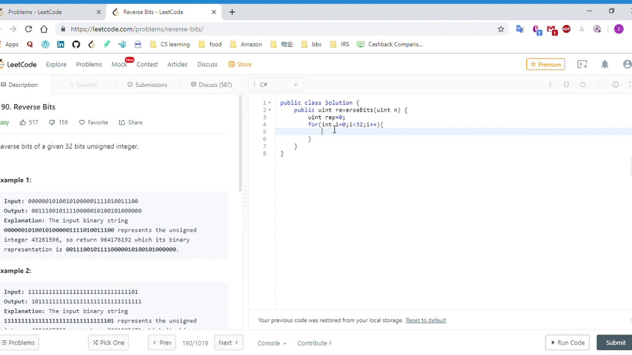 leetcode 190. reverse bits in python | python leetcode... (C#)LeetCode 190 Reverse Bits - YouTube