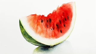 Watercolor Painting of a Watermelon Slice