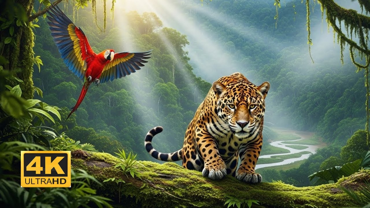 Relaxing Walk Along the Amazon River | Macaw Clay Licks & Jaguar Tracks at Dawn