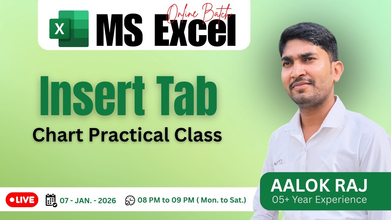 Chart Practical in Excel  | Excel Tutorial in Hindi | Online Class by Aalok Sir