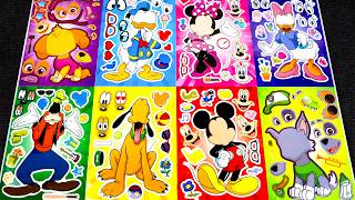 [🍒Paper DIY🍒] Mickey Mouse &amp; Friends Sticker Book 🐭 Minnie, Donald, Goofy | Satisfying ASMR