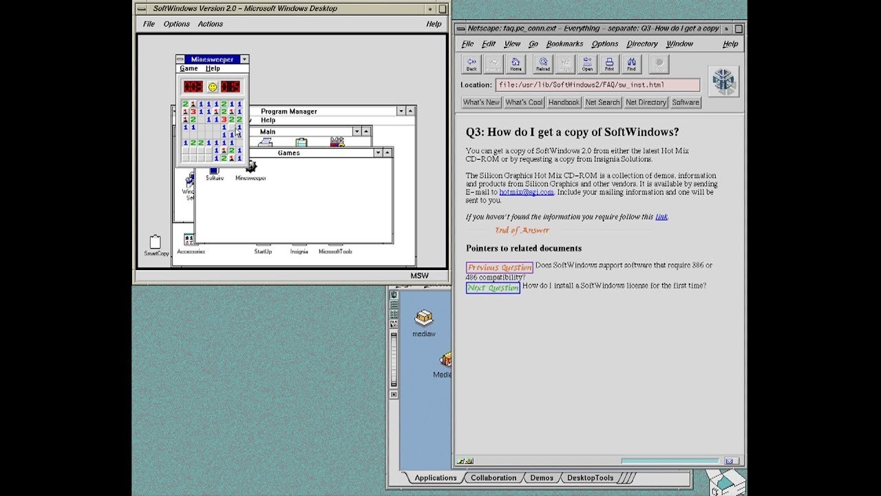SoftWindows 2.0 [Silicon Graphics Indy 4600] {Irix Release 6 2}